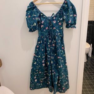 HILL HOUSE NAP DRESS SIZE SMALL GREEN FLORAL